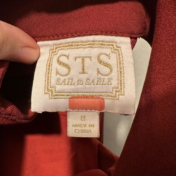 Sail to Sable Burgundy Button Dress - size 8 - Picture 6 of 7